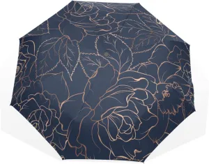 Poeticcity Rain Travel Umbrella, Hand Open Close Windproof Waterproof Folding Umbrella, Compact Canopy Strong Ray Parasol Umbrella
