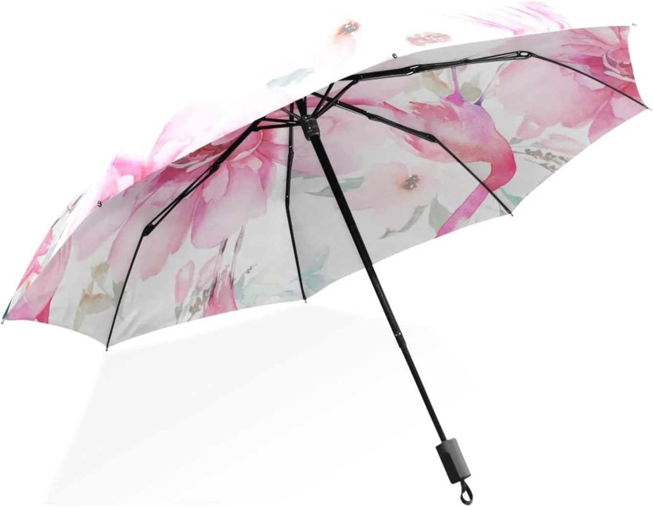 Poeticcity Rain Travel Umbrella, Hand Open Close Windproof Waterproof Folding Umbrella, Compact Canopy Strong Ray Parasol Umbrella