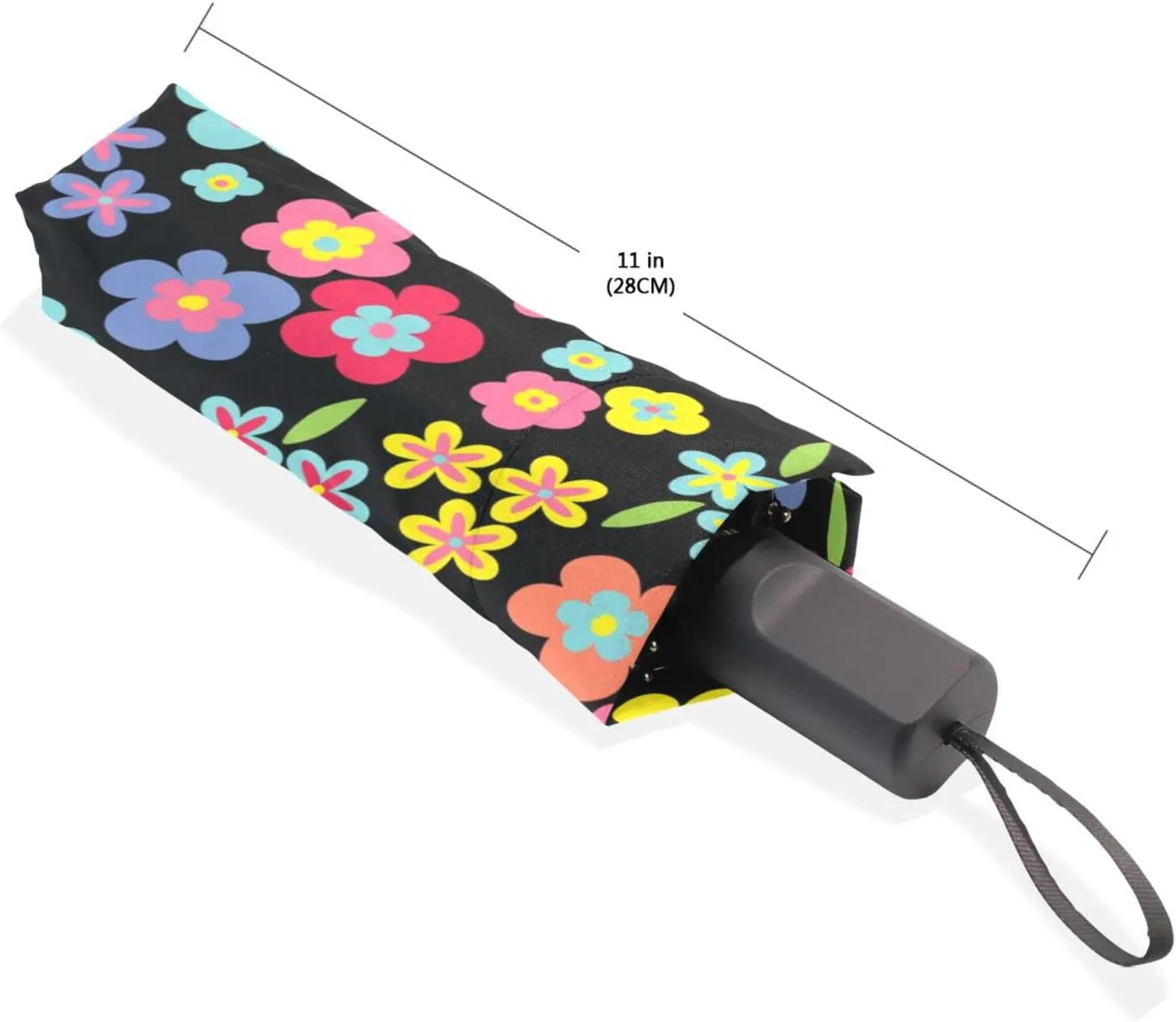 Poeticcity Rain Travel Umbrella, Hand Open Close Windproof Waterproof Folding Umbrella, Compact Canopy Strong Ray Parasol Umbrella