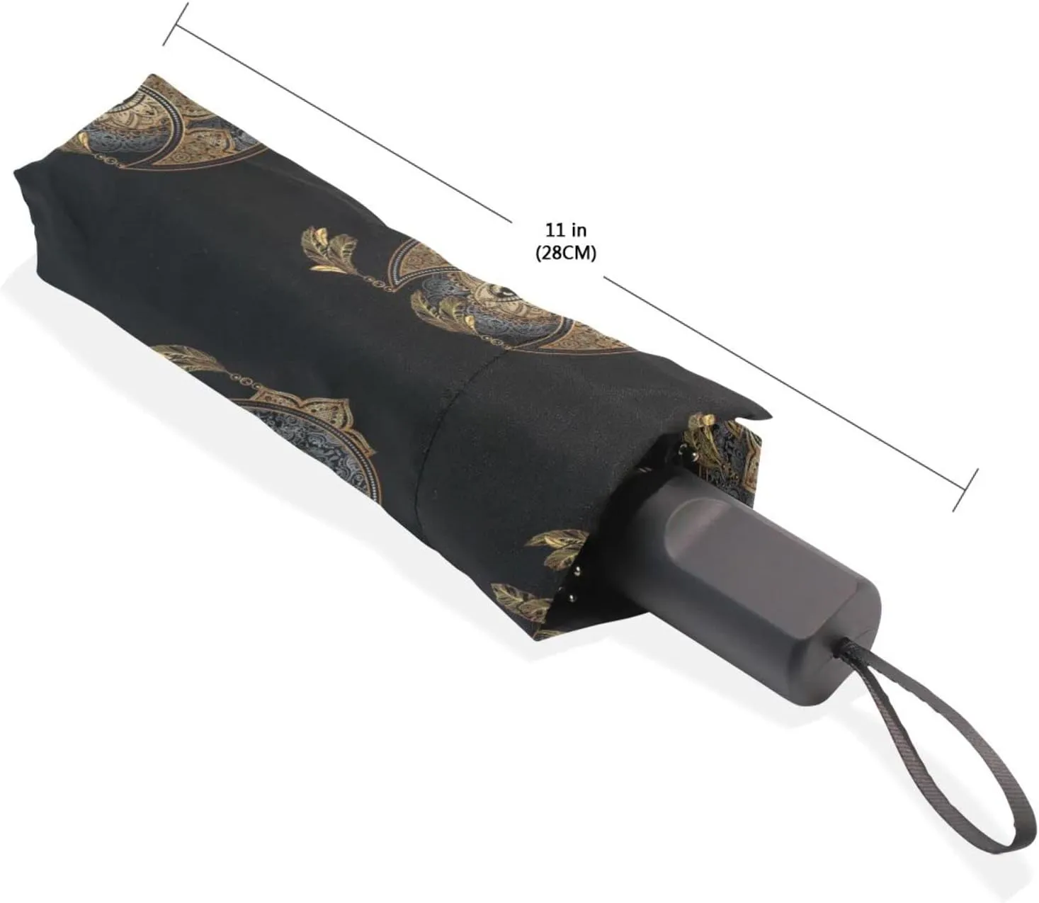Poeticcity Rain Travel Umbrella, Hand Open Close Windproof Waterproof Folding Umbrella, Compact Canopy Strong Ray Parasol Umbrella