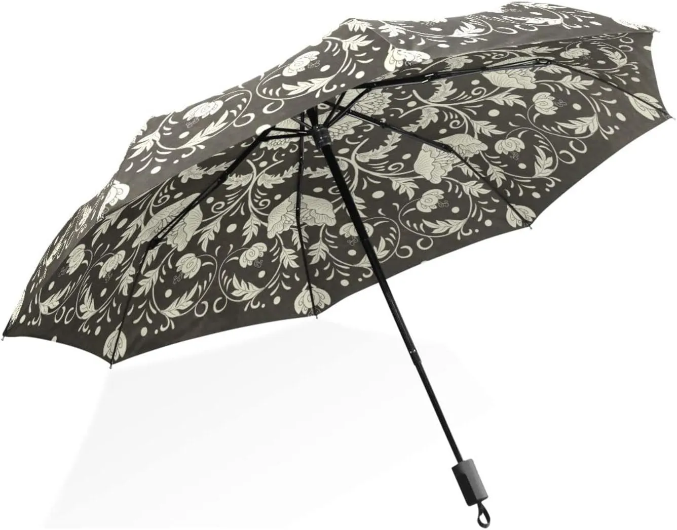 Poeticcity Rain Travel Umbrella, Hand Open Close Windproof Waterproof Folding Umbrella, Compact Canopy Strong Ray Parasol Umbrella