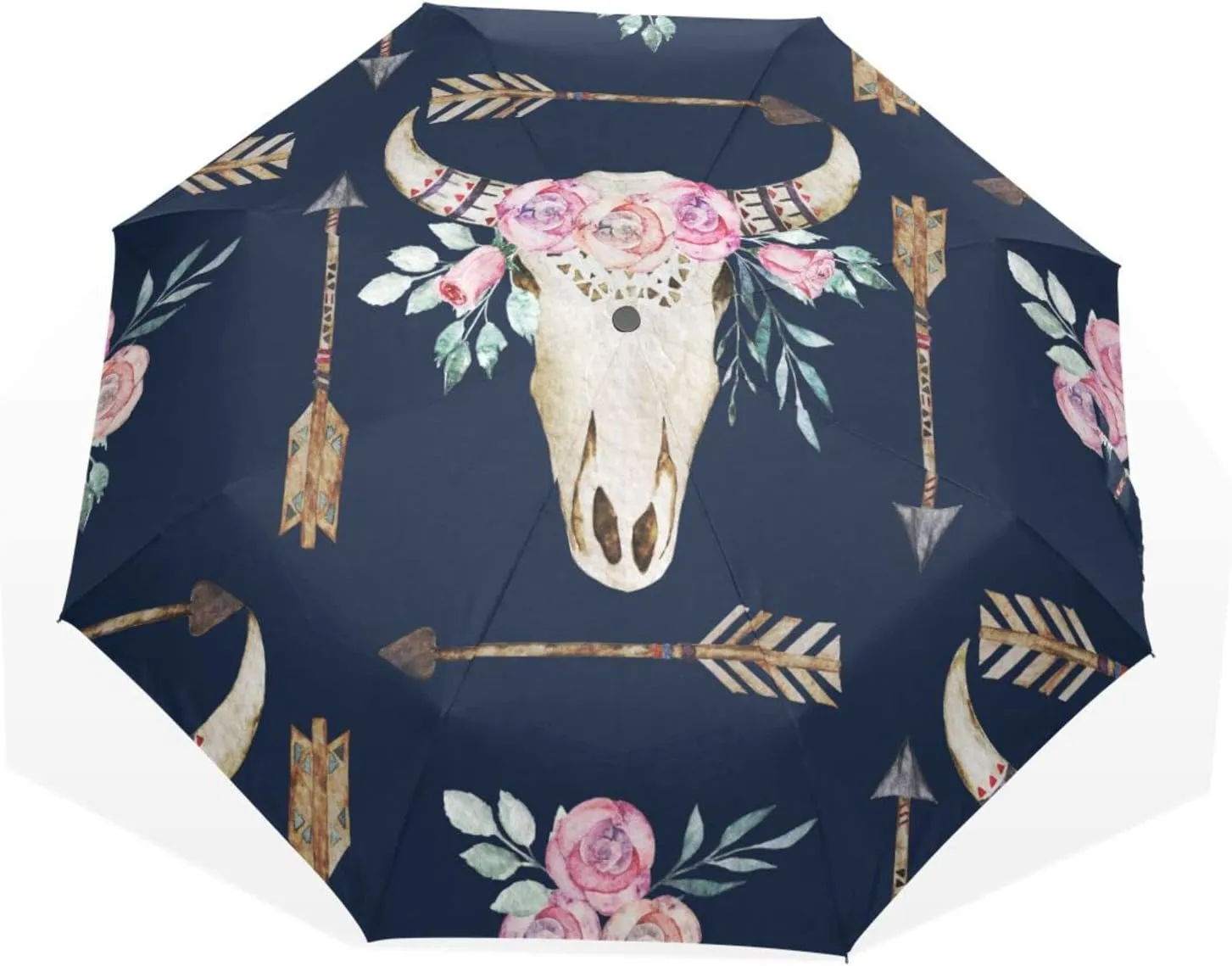 Poeticcity Rain Travel Umbrella, Hand Open Close Windproof Waterproof Folding Umbrella, Compact Canopy Strong Ray Parasol Umbrella