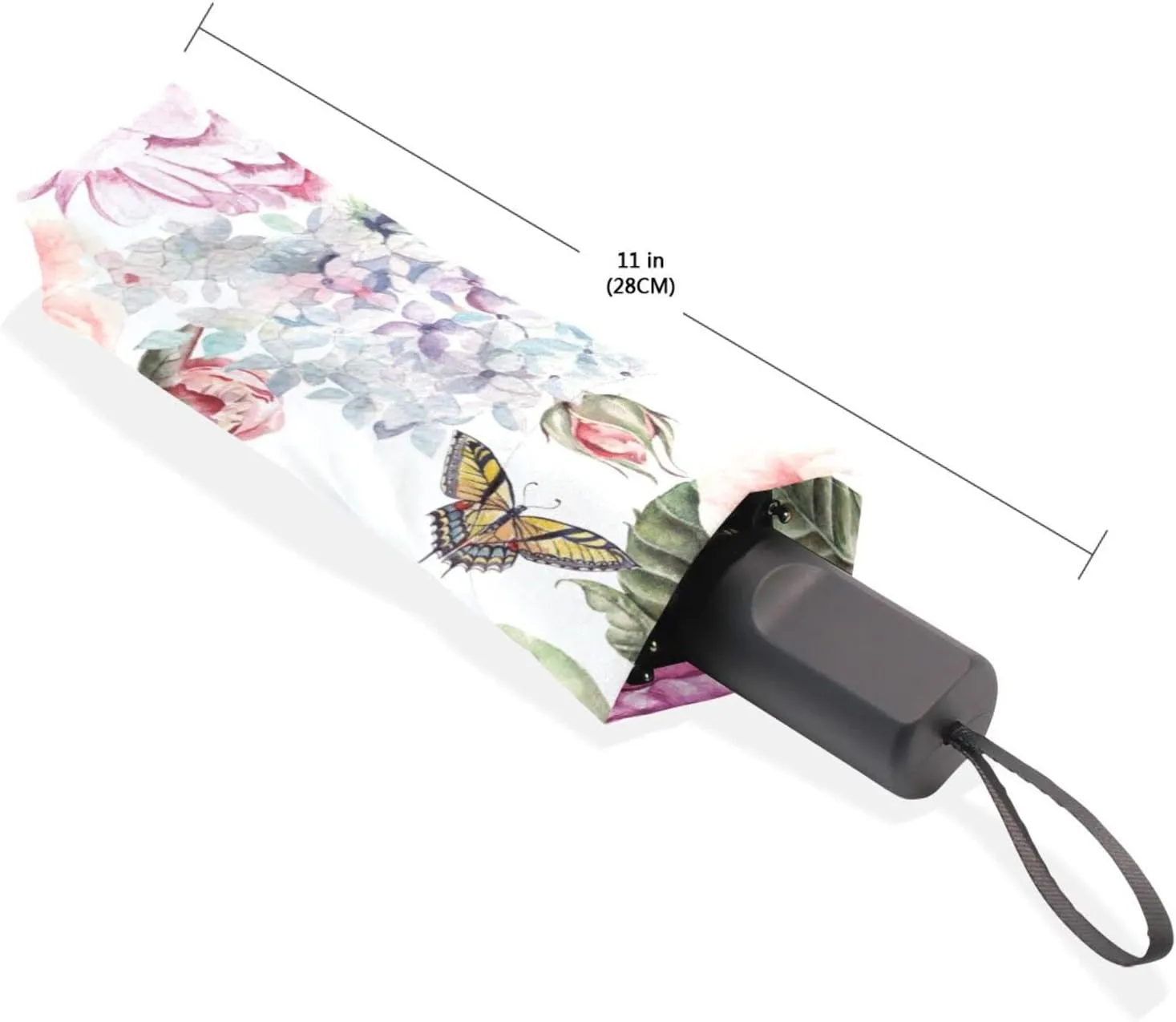 Poeticcity Rain Travel Umbrella, Hand Open Close Windproof Waterproof Folding Umbrella, Compact Canopy Strong Ray Parasol Umbrella