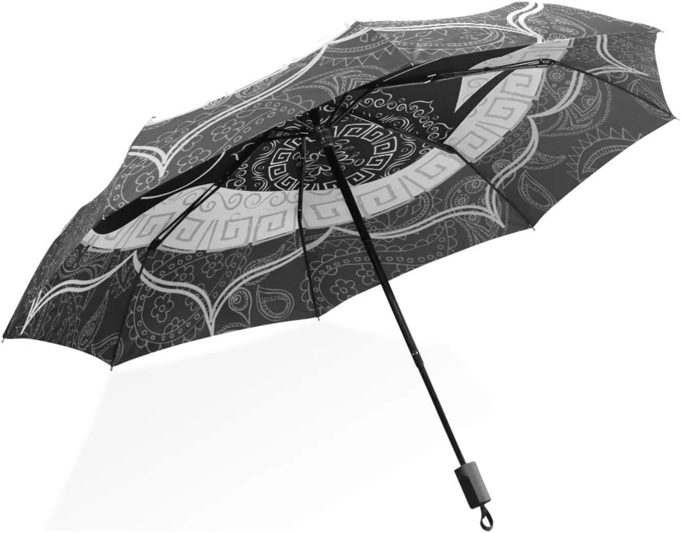Poeticcity Rain Travel Umbrella, Hand Open Close Windproof Waterproof Folding Umbrella, Compact Canopy Strong Ray Parasol Umbrella