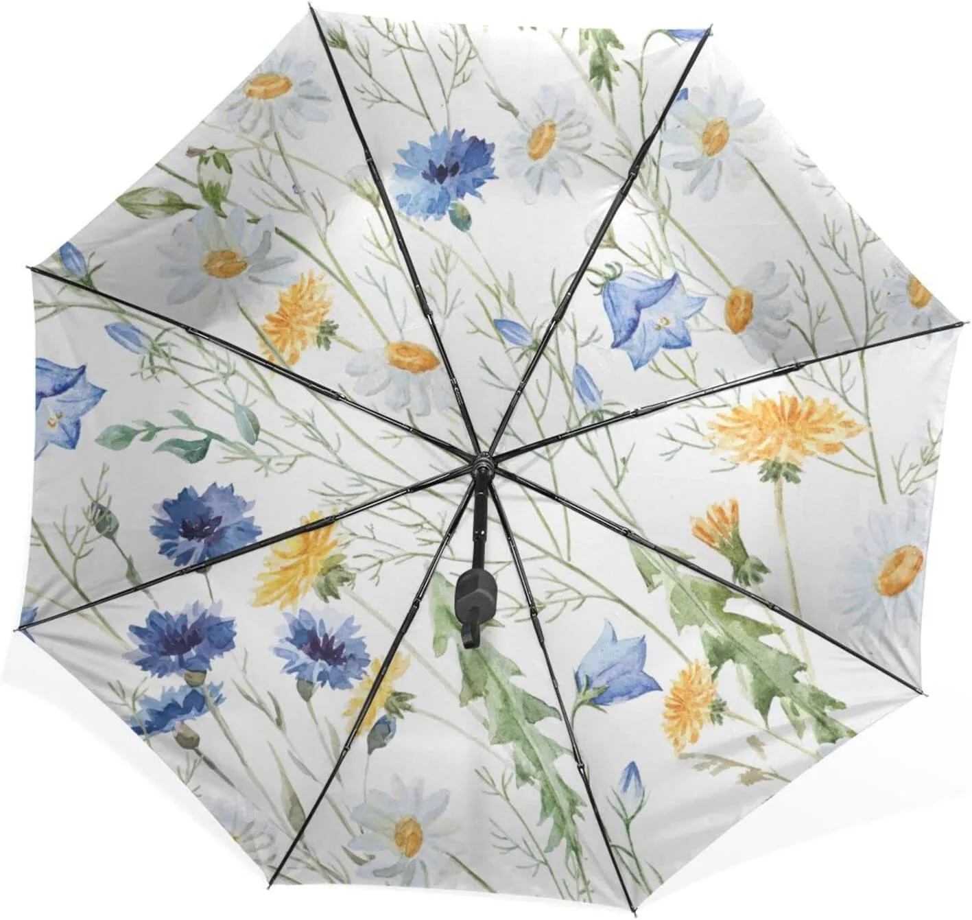 Poeticcity Rain Travel Umbrella, Hand Open Close Windproof Waterproof Folding Umbrella, Compact Canopy Strong Ray Parasol Umbrella