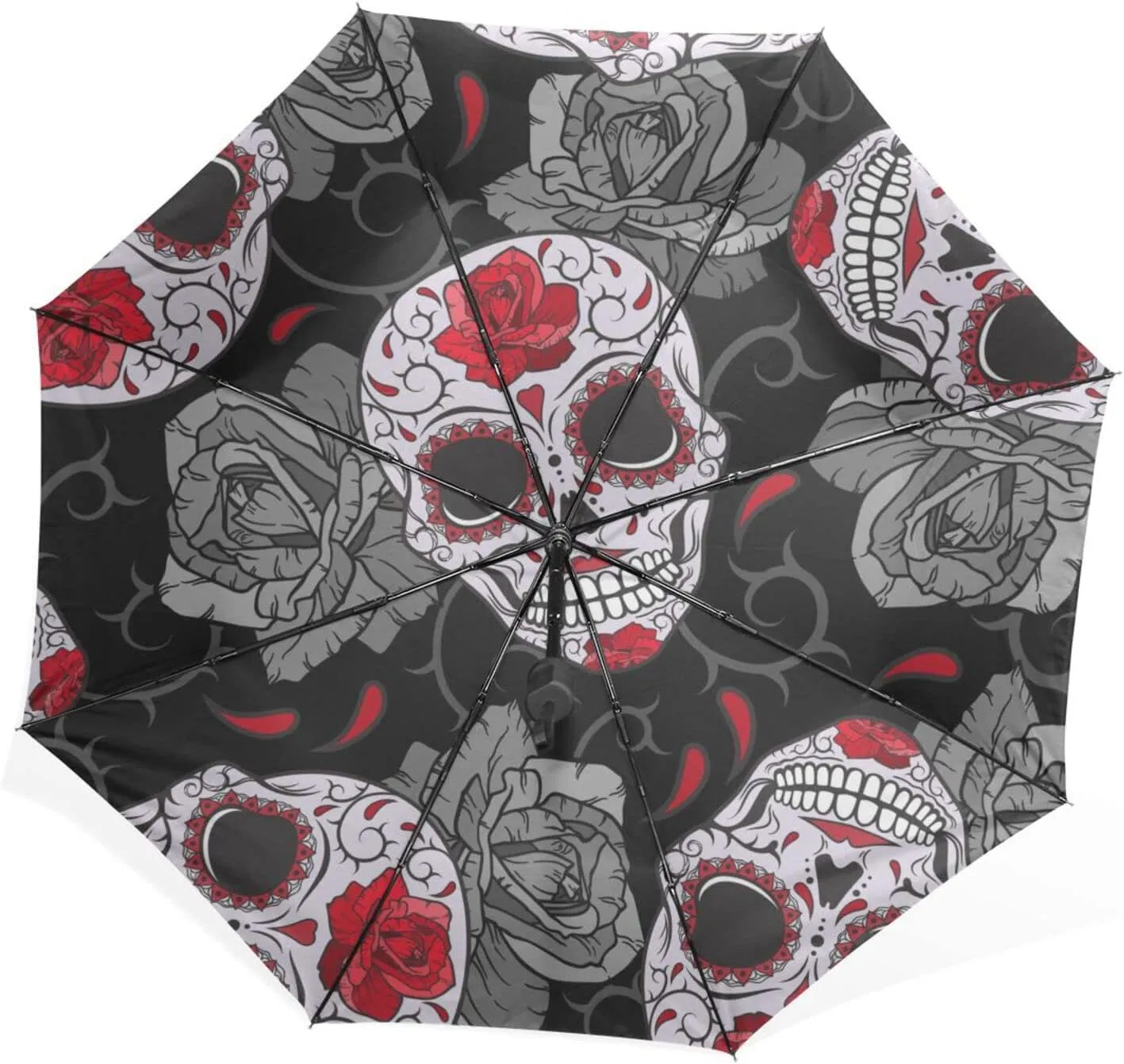 Poeticcity Rain Travel Umbrella, Hand Open Close Windproof Waterproof Folding Umbrella, Compact Canopy Strong Ray Parasol Umbrella