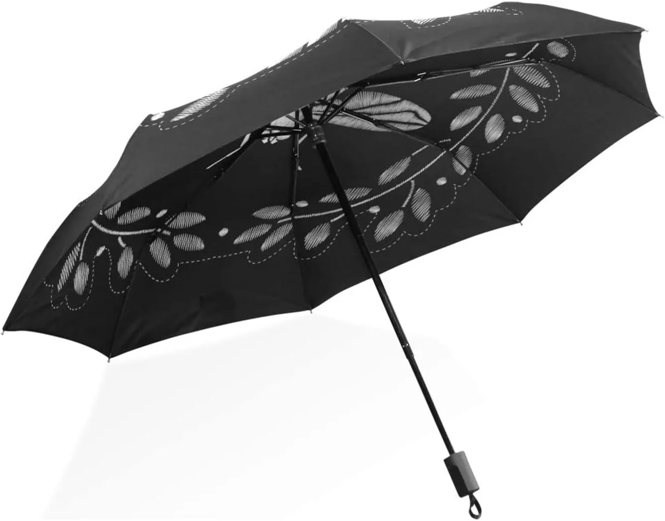 Poeticcity Rain Travel Umbrella, Hand Open Close Windproof Waterproof Folding Umbrella, Compact Canopy Strong Ray Parasol Umbrella
