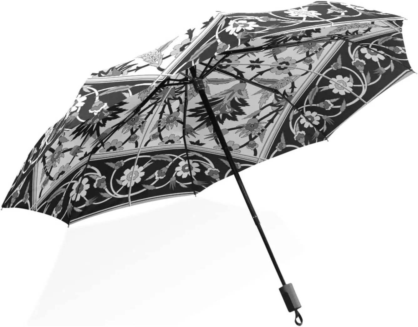 Poeticcity Rain Travel Umbrella, Hand Open Close Windproof Waterproof Folding Umbrella, Compact Canopy Strong Ray Parasol Umbrella