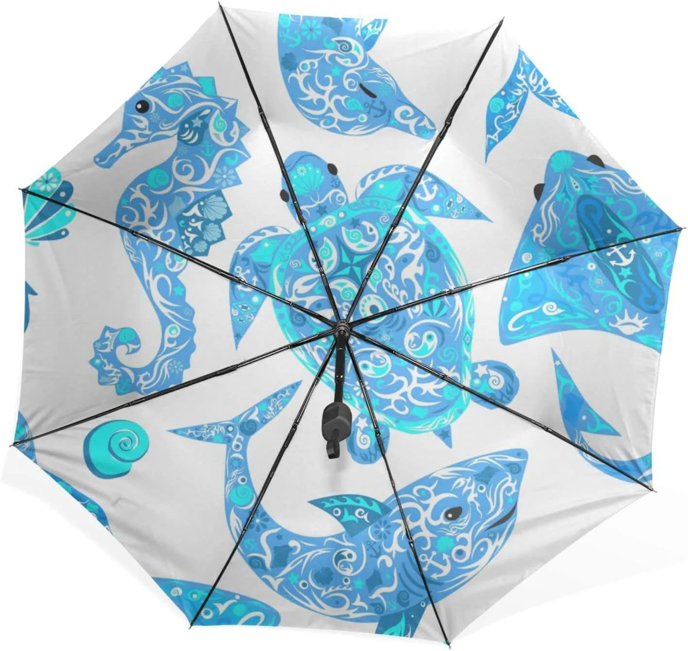 Poeticcity Rain Travel Umbrella, Hand Open Close Windproof Waterproof Folding Umbrella, Compact Canopy Strong Ray Parasol Umbrella