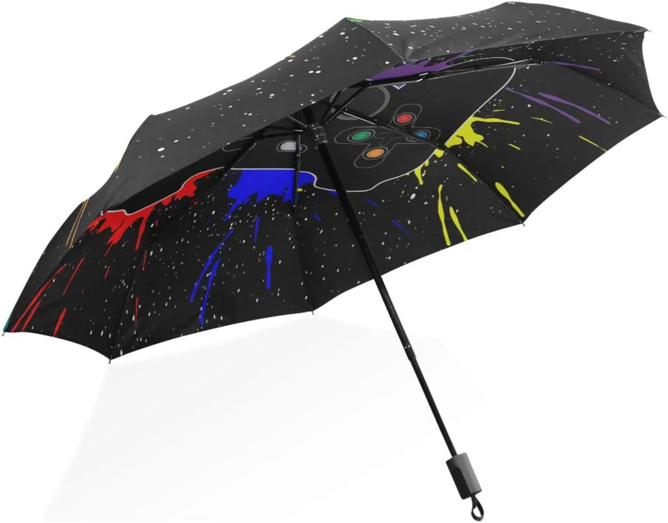 Poeticcity Rain Travel Umbrella, Hand Open Close Windproof Waterproof Folding Umbrella, Compact Canopy Strong Ray Parasol Umbrella