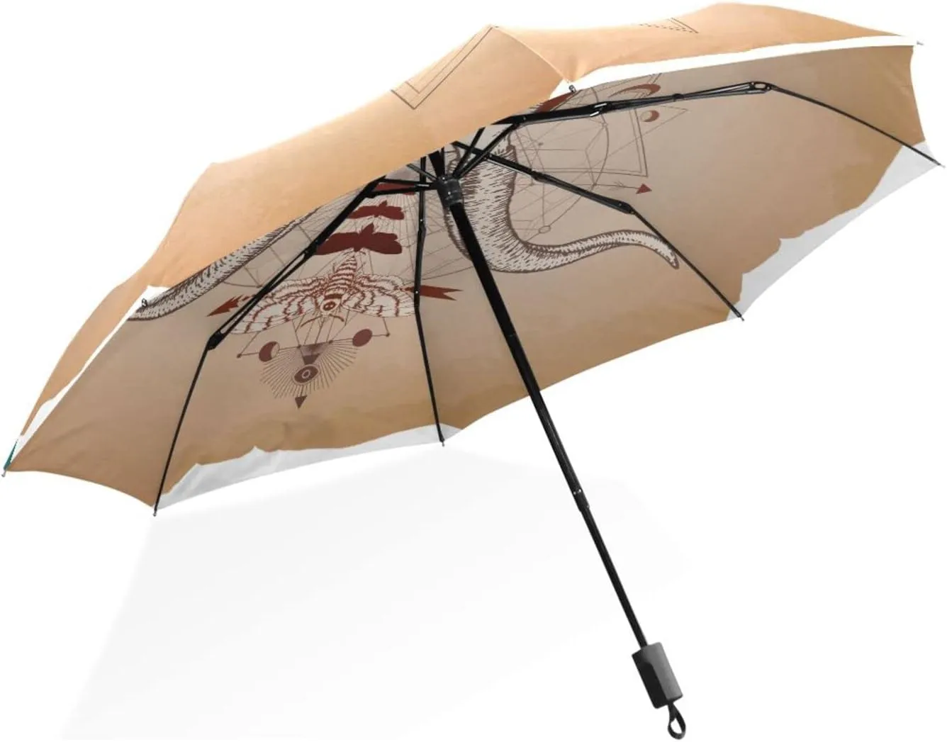 Poeticcity Rain Travel Umbrella, Hand Open Close Windproof Waterproof Folding Umbrella, Compact Canopy Strong Ray Parasol Umbrella