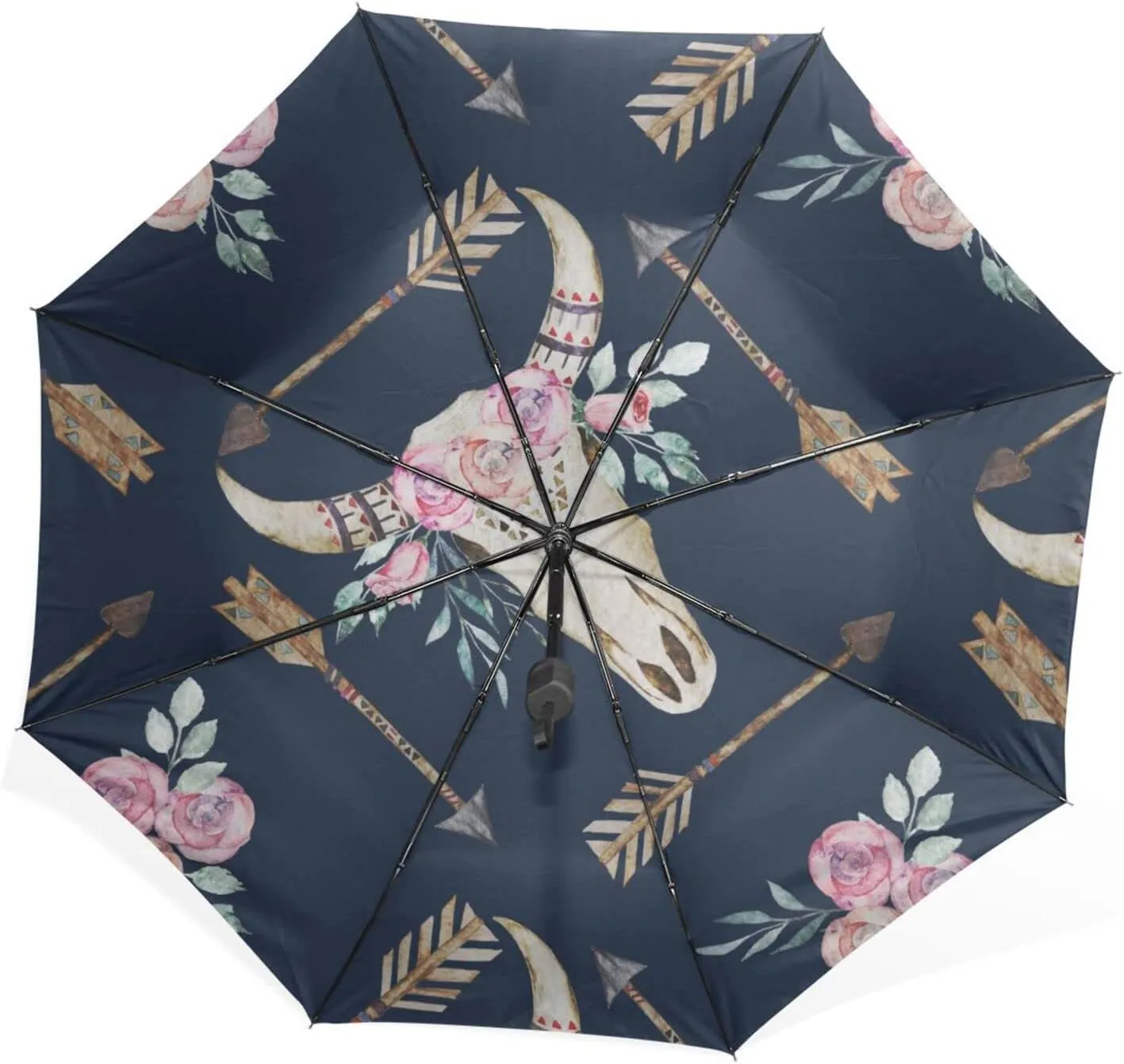 Poeticcity Rain Travel Umbrella, Hand Open Close Windproof Waterproof Folding Umbrella, Compact Canopy Strong Ray Parasol Umbrella