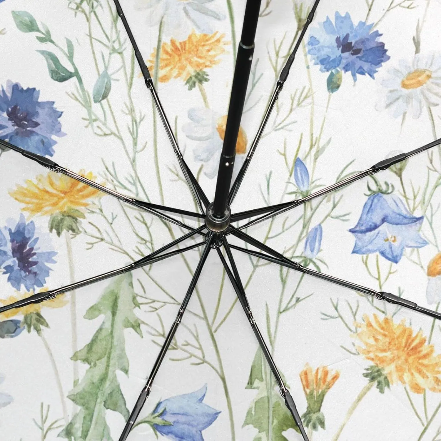 Poeticcity Rain Travel Umbrella, Hand Open Close Windproof Waterproof Folding Umbrella, Compact Canopy Strong Ray Parasol Umbrella