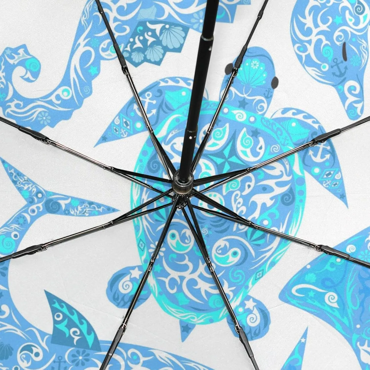Poeticcity Rain Travel Umbrella, Hand Open Close Windproof Waterproof Folding Umbrella, Compact Canopy Strong Ray Parasol Umbrella