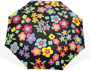 Poeticcity Rain Travel Umbrella, Hand Open Close Windproof Waterproof Folding Umbrella, Compact Canopy Strong Ray Parasol Umbrella