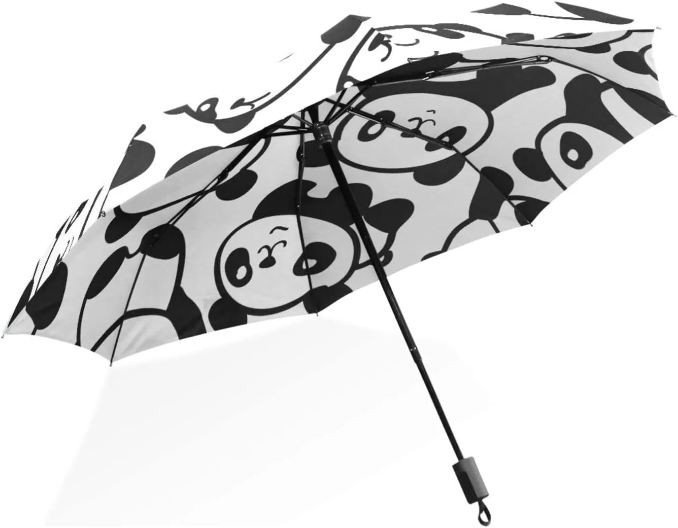 Poeticcity Rain Travel Umbrella, Hand Open Close Windproof Waterproof Folding Umbrella, Compact Canopy Strong Ray Parasol Umbrella