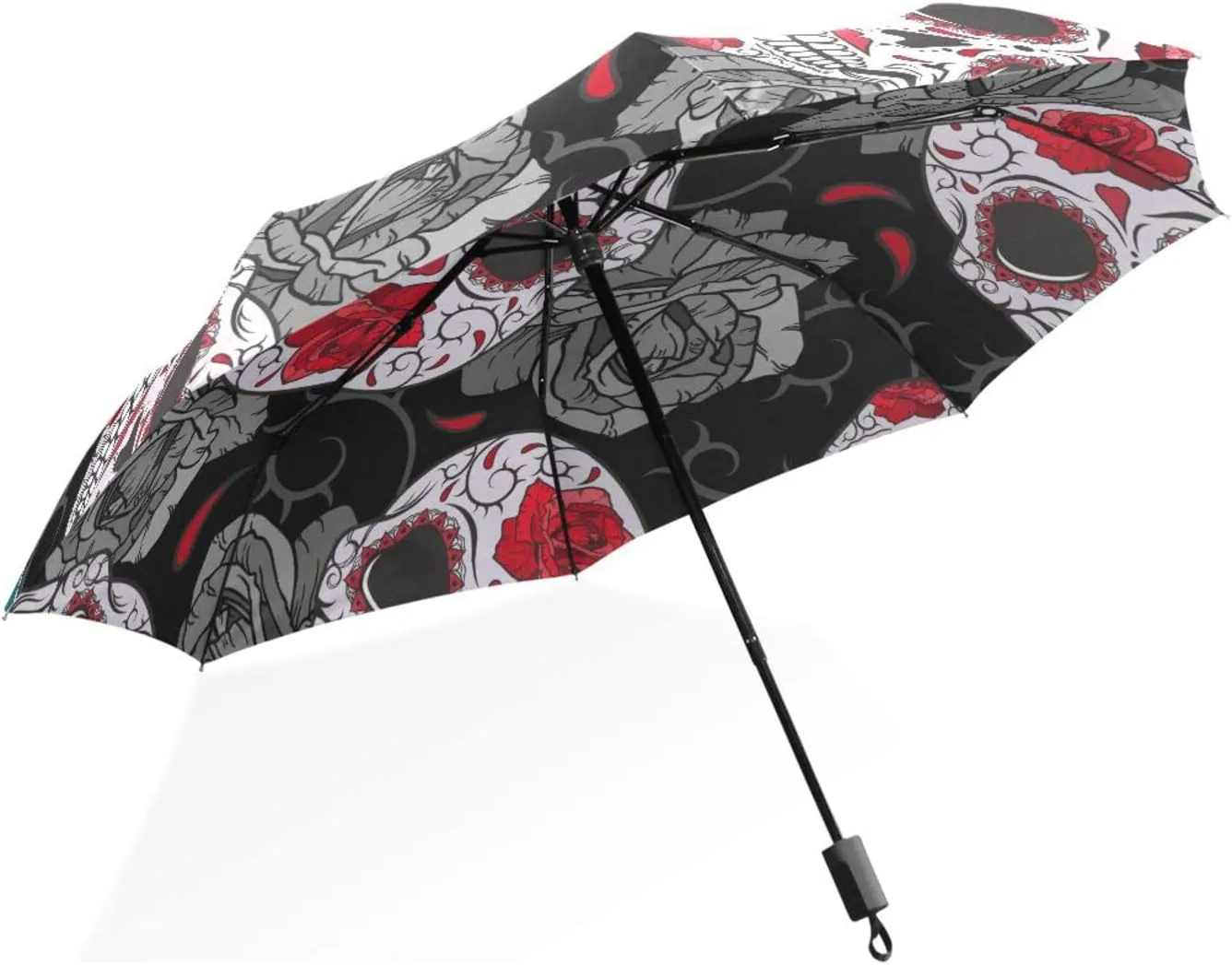 Poeticcity Rain Travel Umbrella, Hand Open Close Windproof Waterproof Folding Umbrella, Compact Canopy Strong Ray Parasol Umbrella
