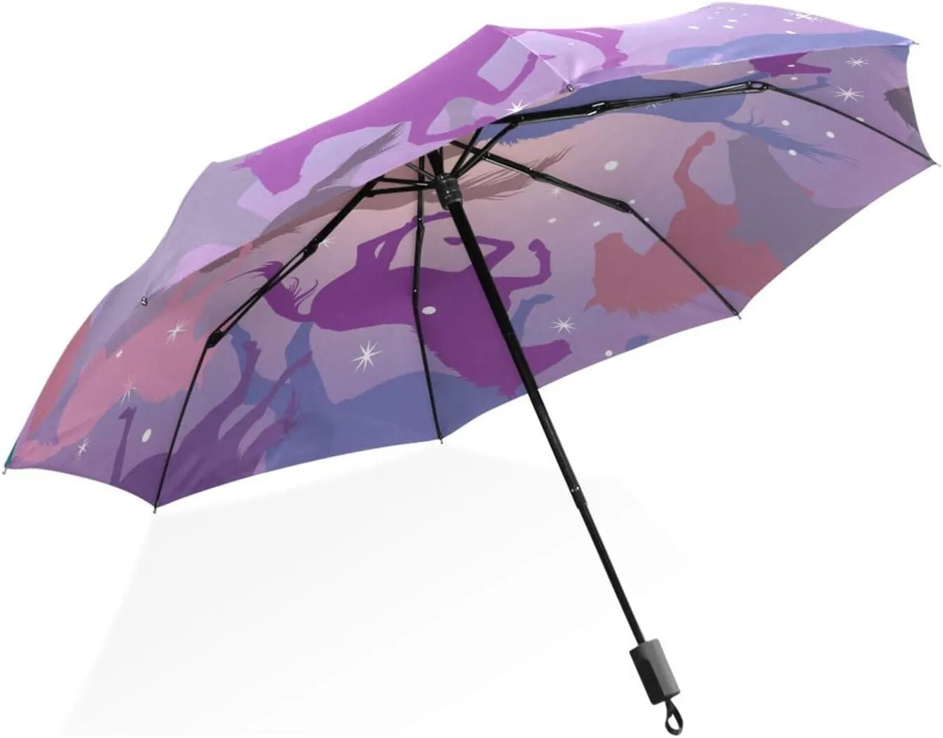 Poeticcity Rain Travel Umbrella, Hand Open Close Windproof Waterproof Folding Umbrella, Compact Canopy Strong Ray Parasol Umbrella