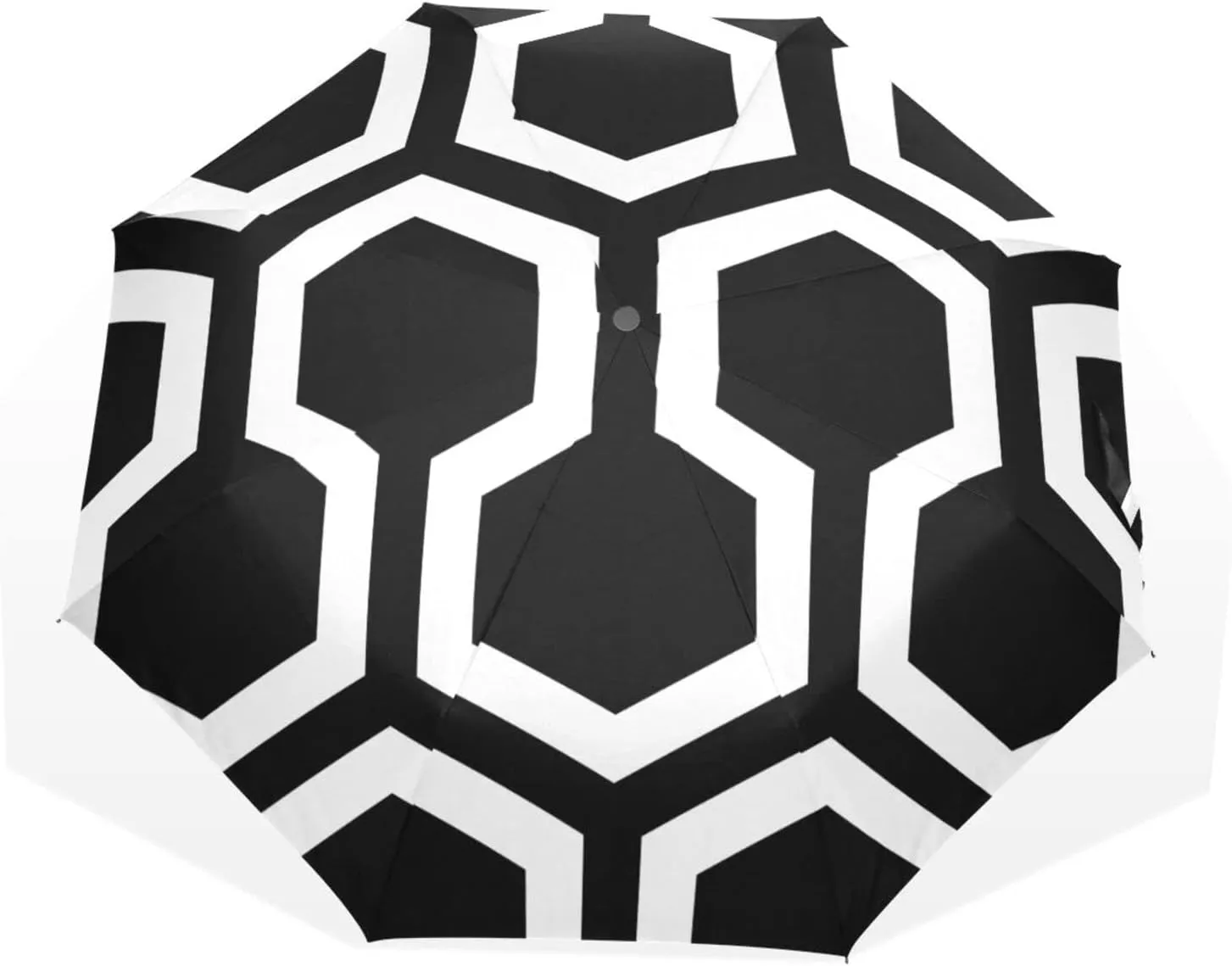 Poeticcity Travel Umbrella, Hand Open Close Windproof Waterproof Folding Umbrella, Black Tape Compact Canopy Strong Anti UV Ray Parasol