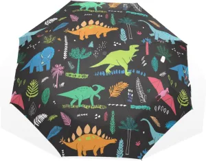 Poeticcity Travel Umbrella, Hand Open Close Windproof Waterproof Folding Umbrella, Black Tape Compact Canopy Strong Anti UV Ray Parasol