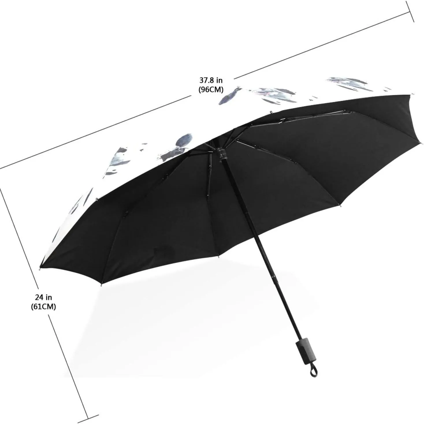 Poeticcity Travel Umbrella, Hand Open Close Windproof Waterproof Folding Umbrella, Black Tape Compact Canopy Strong Anti UV Ray Parasol