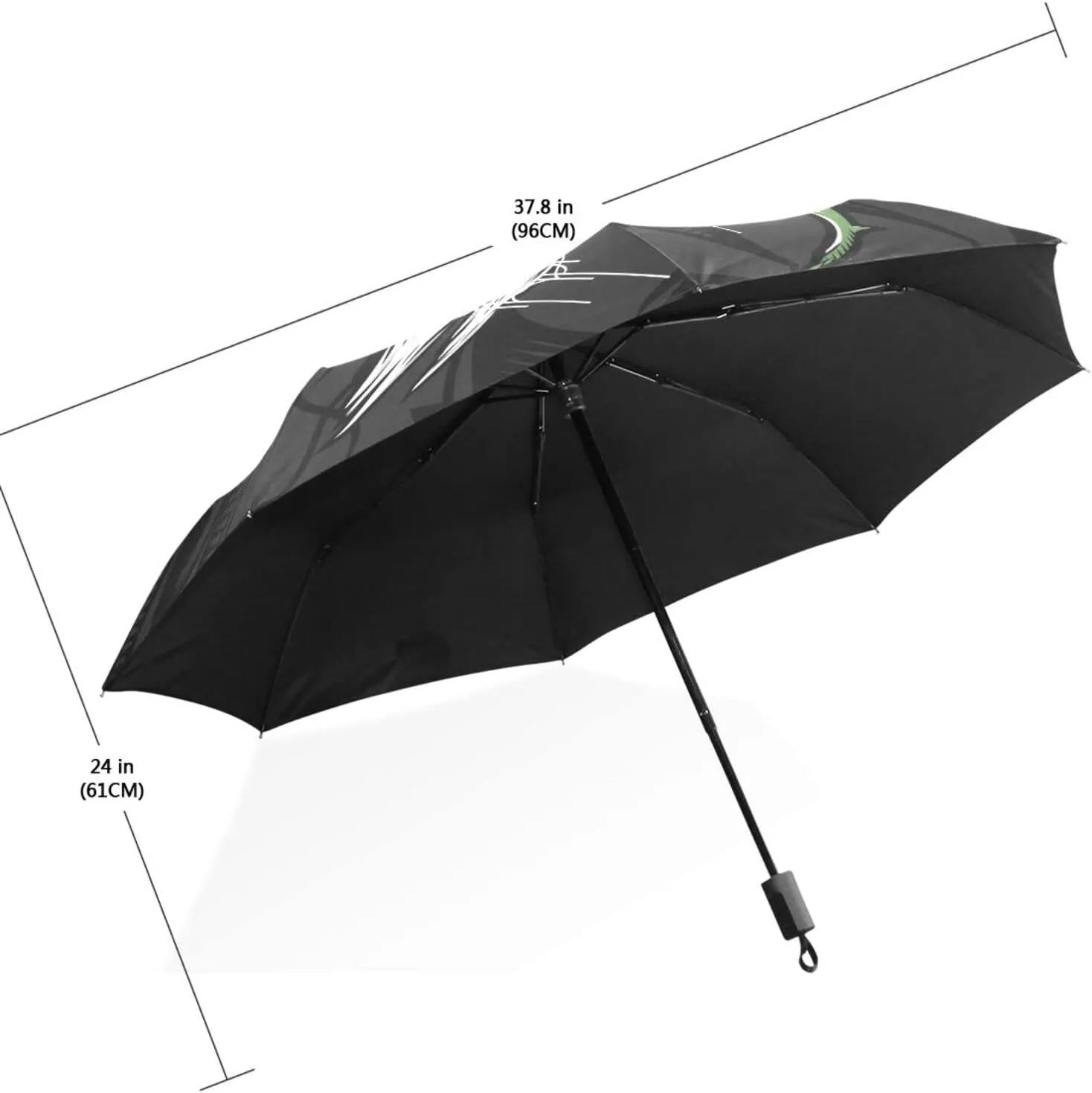 Poeticcity Travel Umbrella, Hand Open Close Windproof Waterproof Folding Umbrella, Black Tape Compact Canopy Strong Anti UV Ray Parasol