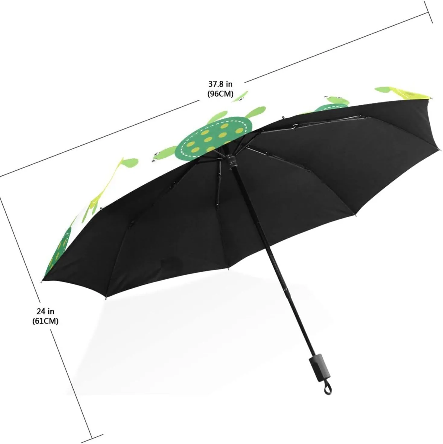 Poeticcity Travel Umbrella, Hand Open Close Windproof Waterproof Folding Umbrella, Black Tape Compact Canopy Strong Anti UV Ray Parasol