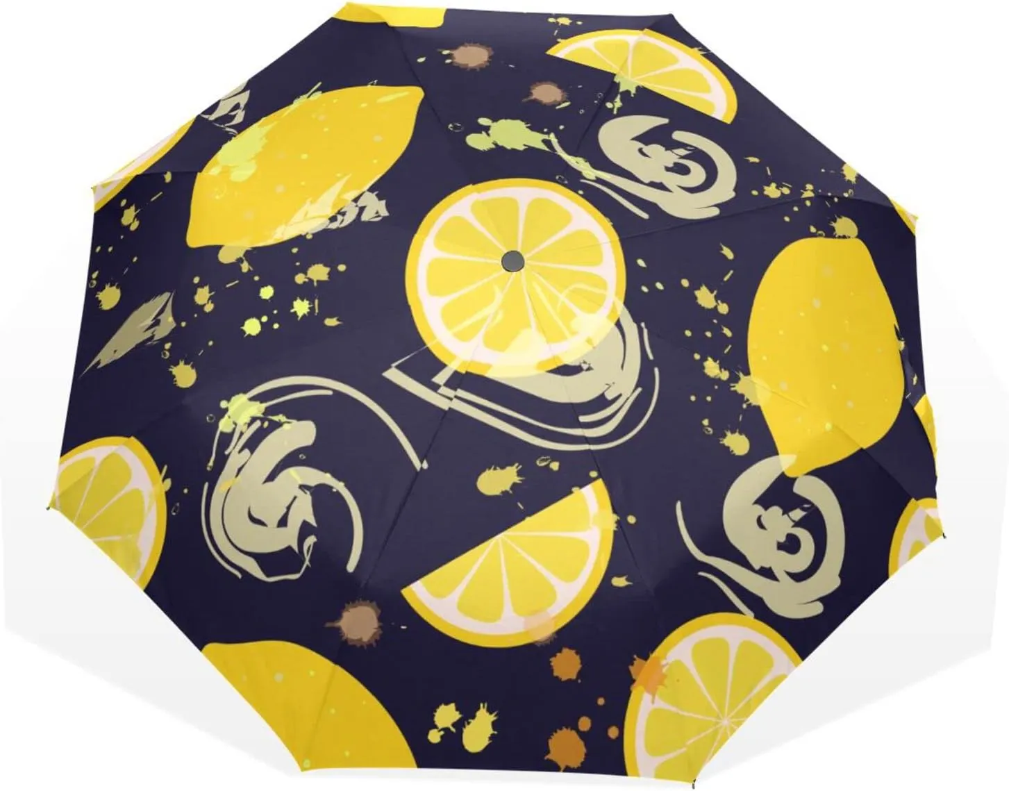 Poeticcity Travel Umbrella, Hand Open Close Windproof Waterproof Folding Umbrella, Black Tape Compact Canopy Strong Anti UV Ray Parasol