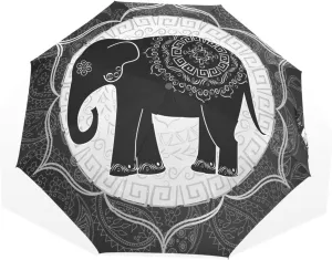 Poeticcity Travel Umbrella, Hand Open Close Windproof Waterproof Folding Umbrella, Black Tape Compact Canopy Strong Anti UV Ray Parasol
