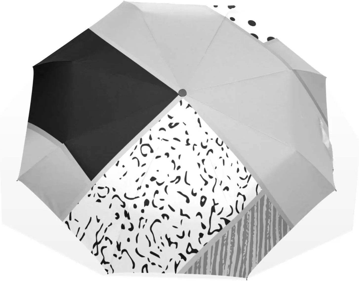 Poeticcity Travel Umbrella, Hand Open Close Windproof Waterproof Folding Umbrella, Black Tape Compact Canopy Strong Anti UV Ray Parasol