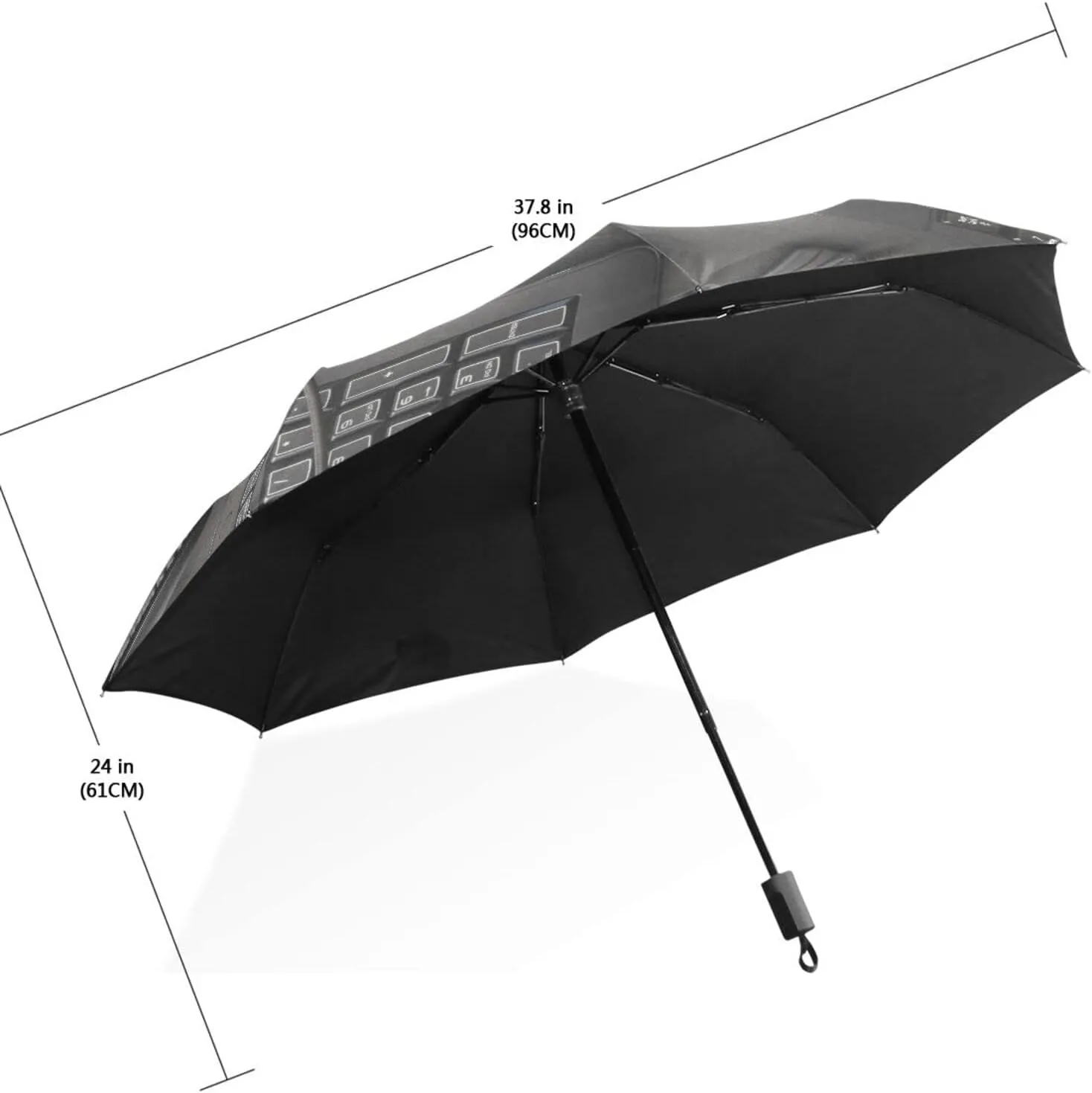 Poeticcity Travel Umbrella, Hand Open Close Windproof Waterproof Folding Umbrella, Black Tape Compact Canopy Strong Anti UV Ray Parasol