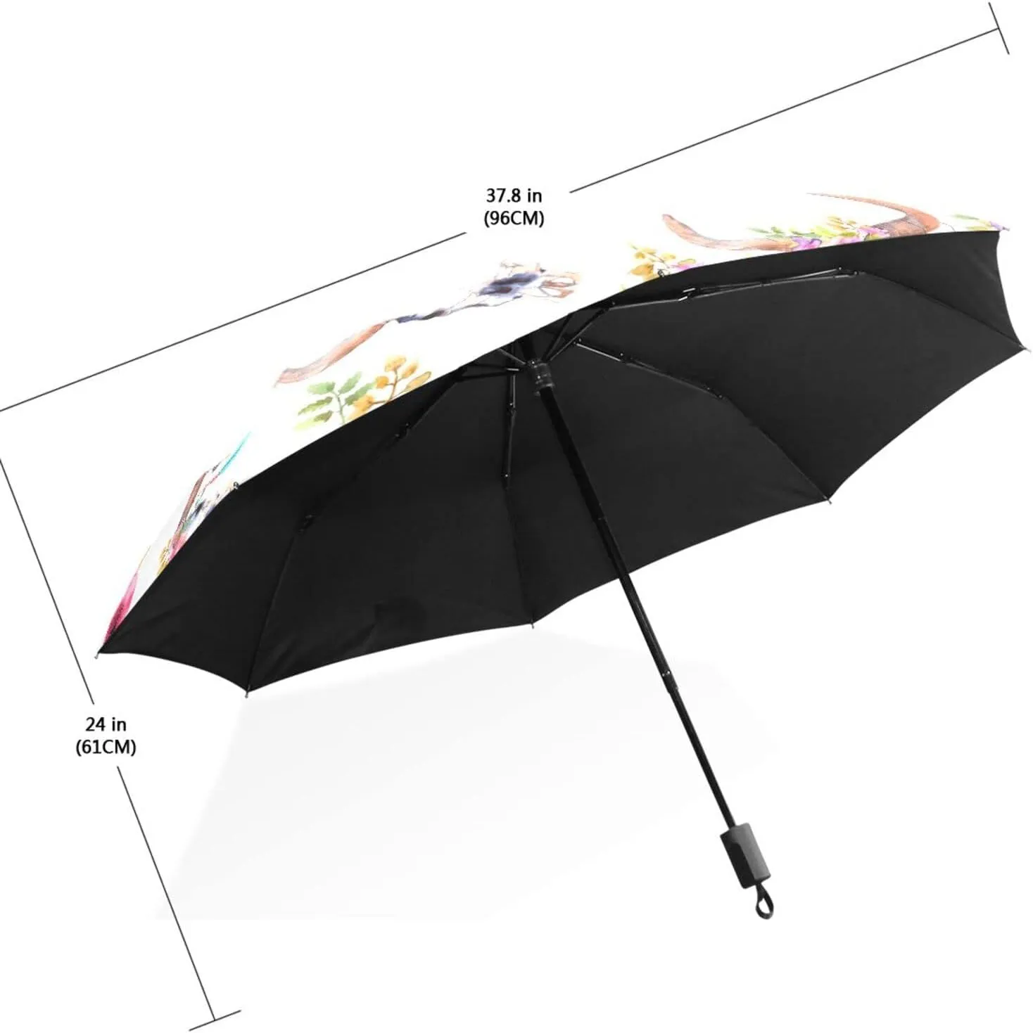 Poeticcity Travel Umbrella, Hand Open Close Windproof Waterproof Folding Umbrella, Black Tape Compact Canopy Strong Anti UV Ray Parasol