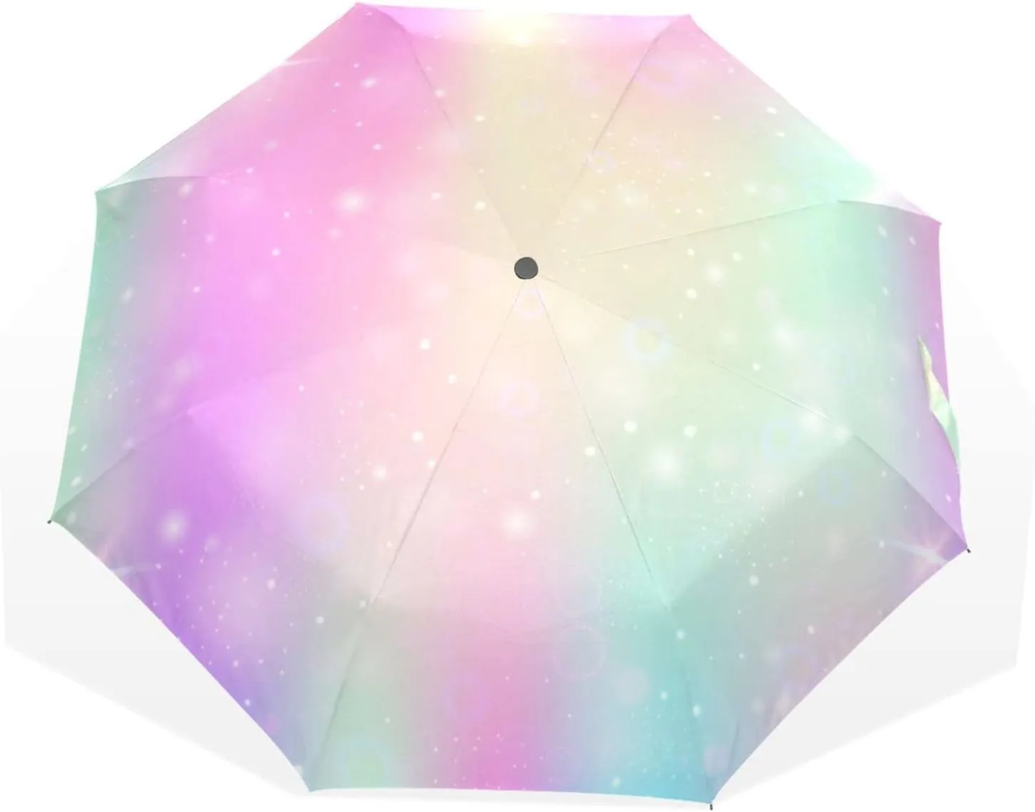 Poeticcity Travel Umbrella, Hand Open Close Windproof Waterproof Folding Umbrella, Black Tape Compact Canopy Strong Anti UV Ray Parasol