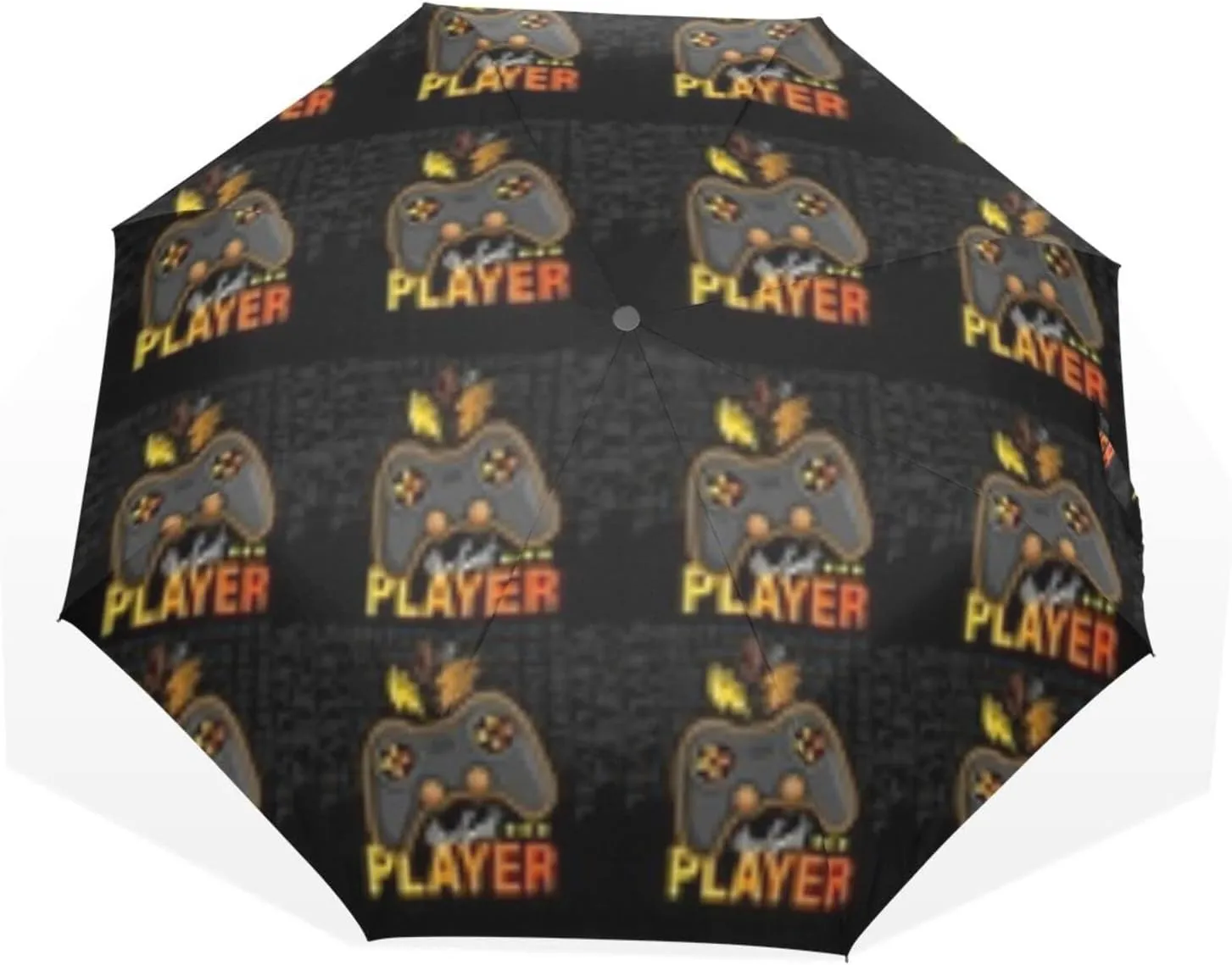 Poeticcity Travel Umbrella, Hand Open Close Windproof Waterproof Folding Umbrella, Black Tape Compact Canopy Strong Anti UV Ray Parasol
