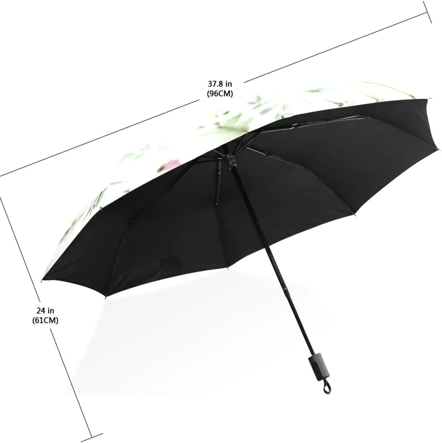 Poeticcity Travel Umbrella, Hand Open Close Windproof Waterproof Folding Umbrella, Black Tape Compact Canopy Strong Anti UV Ray Parasol