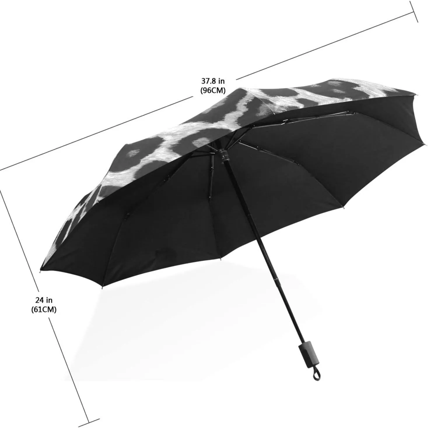 Poeticcity Travel Umbrella, Hand Open Close Windproof Waterproof Folding Umbrella, Black Tape Compact Canopy Strong Anti UV Ray Parasol