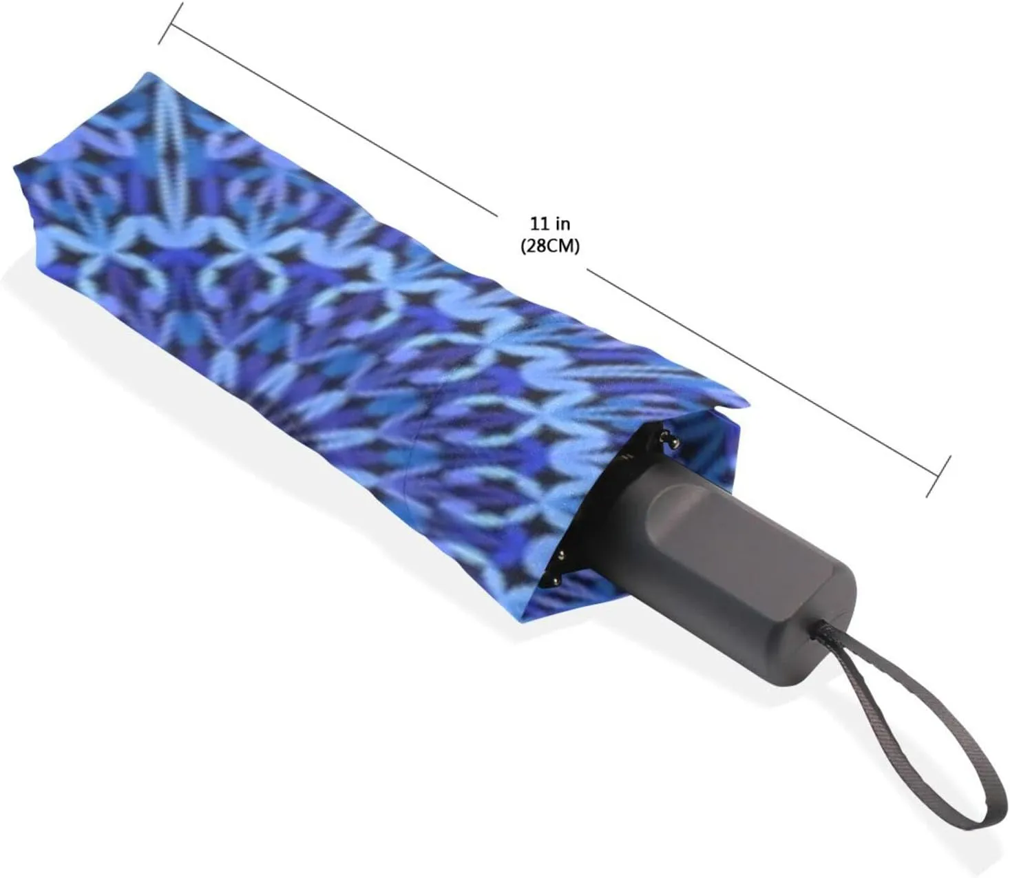 Poeticcity Travel Umbrella, Hand Open Close Windproof Waterproof Folding Umbrella, Black Tape Compact Canopy Strong Anti UV Ray Parasol