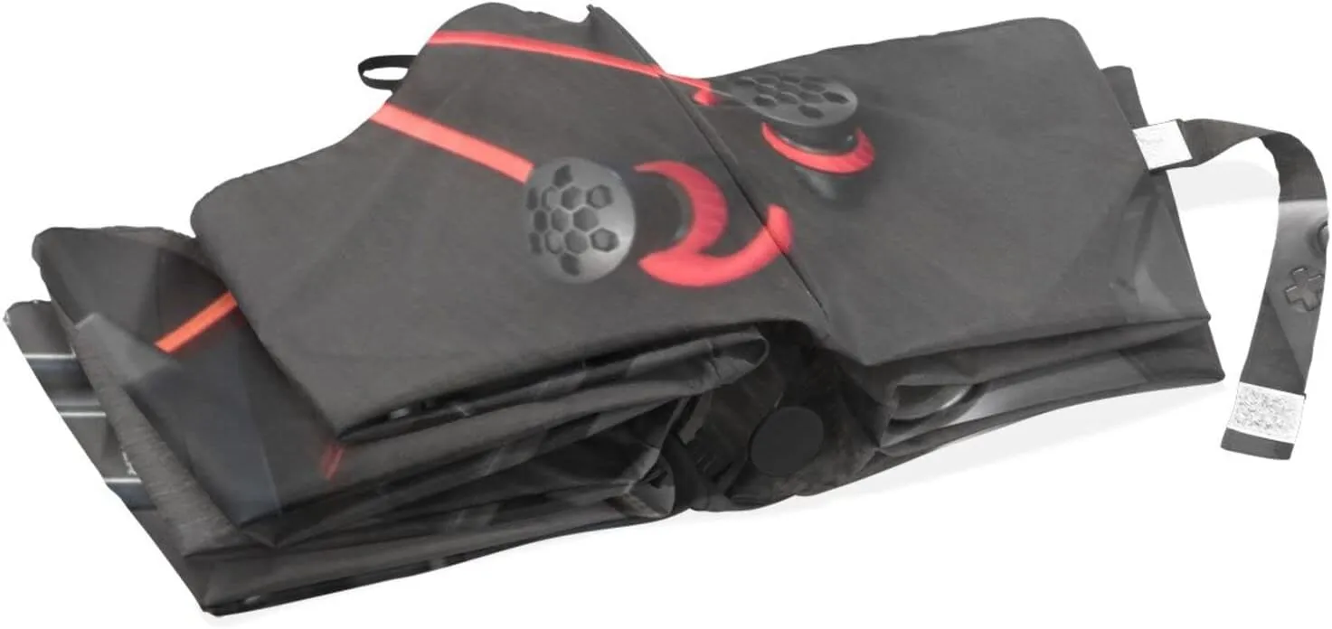 Poeticcity Travel Umbrella, Hand Open Close Windproof Waterproof Folding Umbrella, Black Tape Compact Canopy Strong Anti UV Ray Parasol