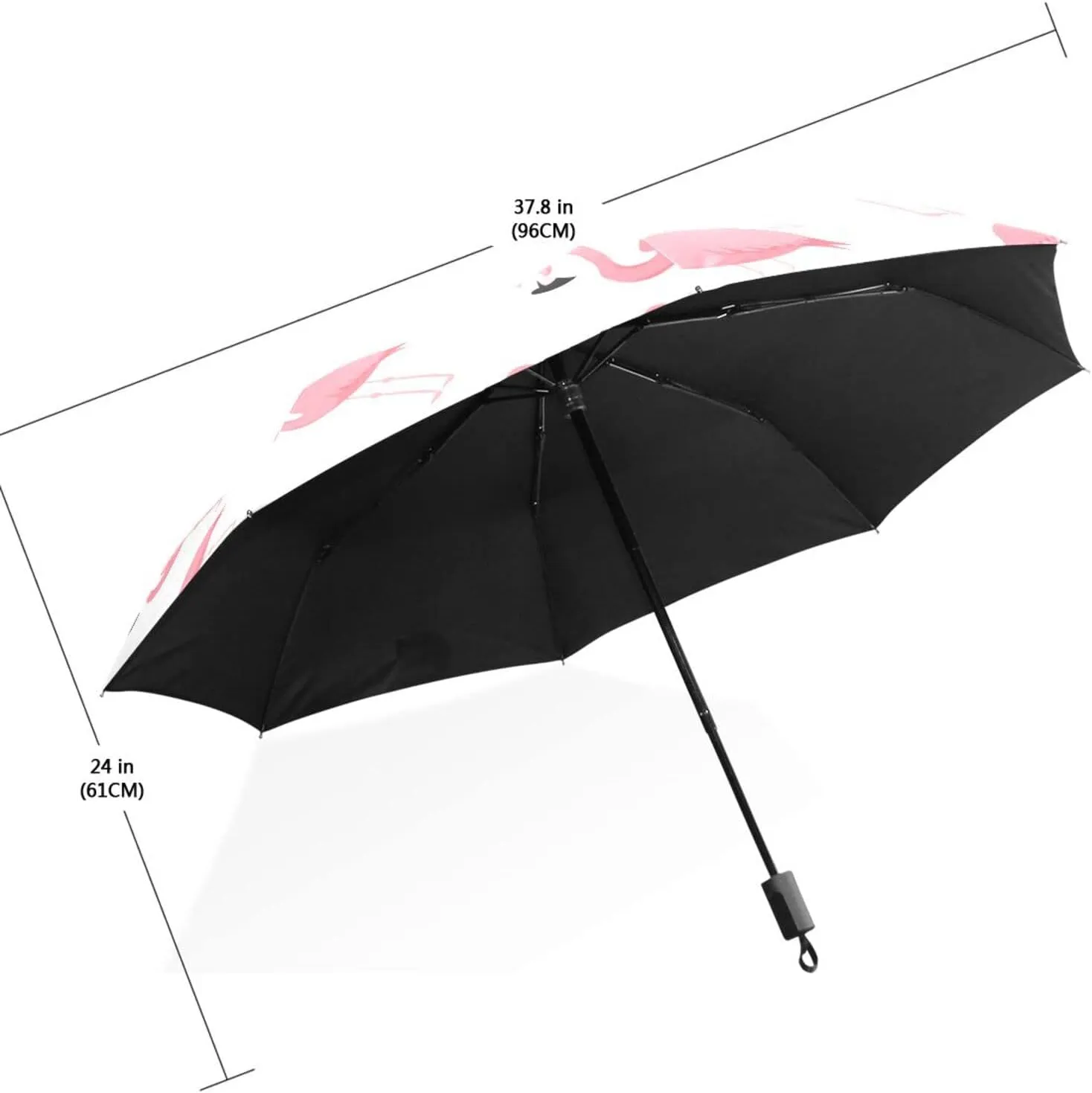 Poeticcity Travel Umbrella, Hand Open Close Windproof Waterproof Folding Umbrella, Black Tape Compact Canopy Strong Anti UV Ray Parasol