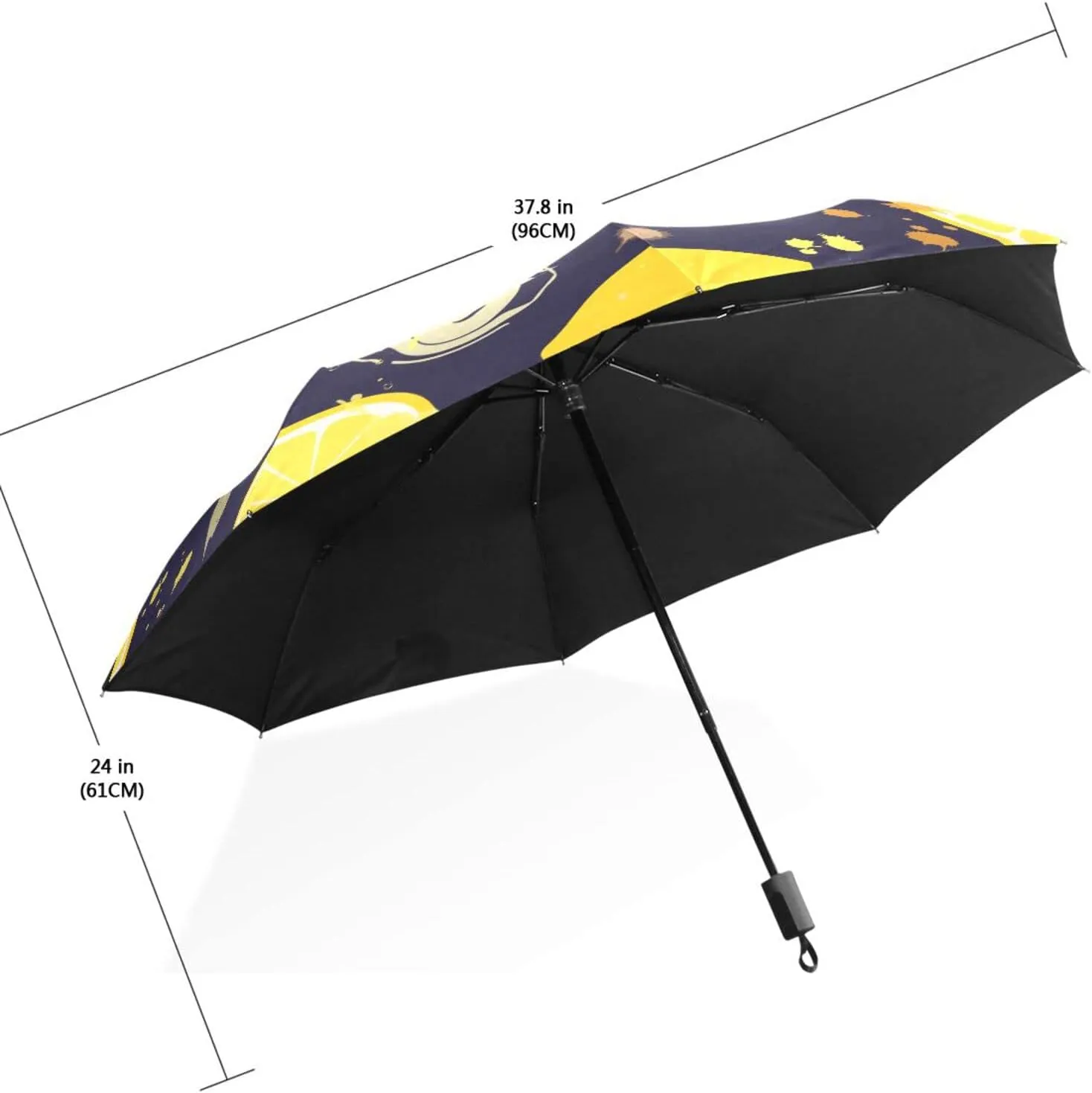 Poeticcity Travel Umbrella, Hand Open Close Windproof Waterproof Folding Umbrella, Black Tape Compact Canopy Strong Anti UV Ray Parasol