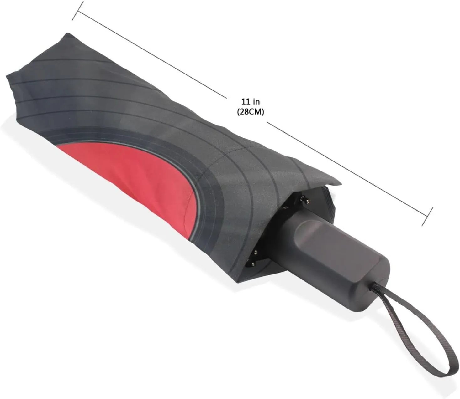 Poeticcity Travel Umbrella, Hand Open Close Windproof Waterproof Folding Umbrella, Black Tape Compact Canopy Strong Anti UV Ray Parasol