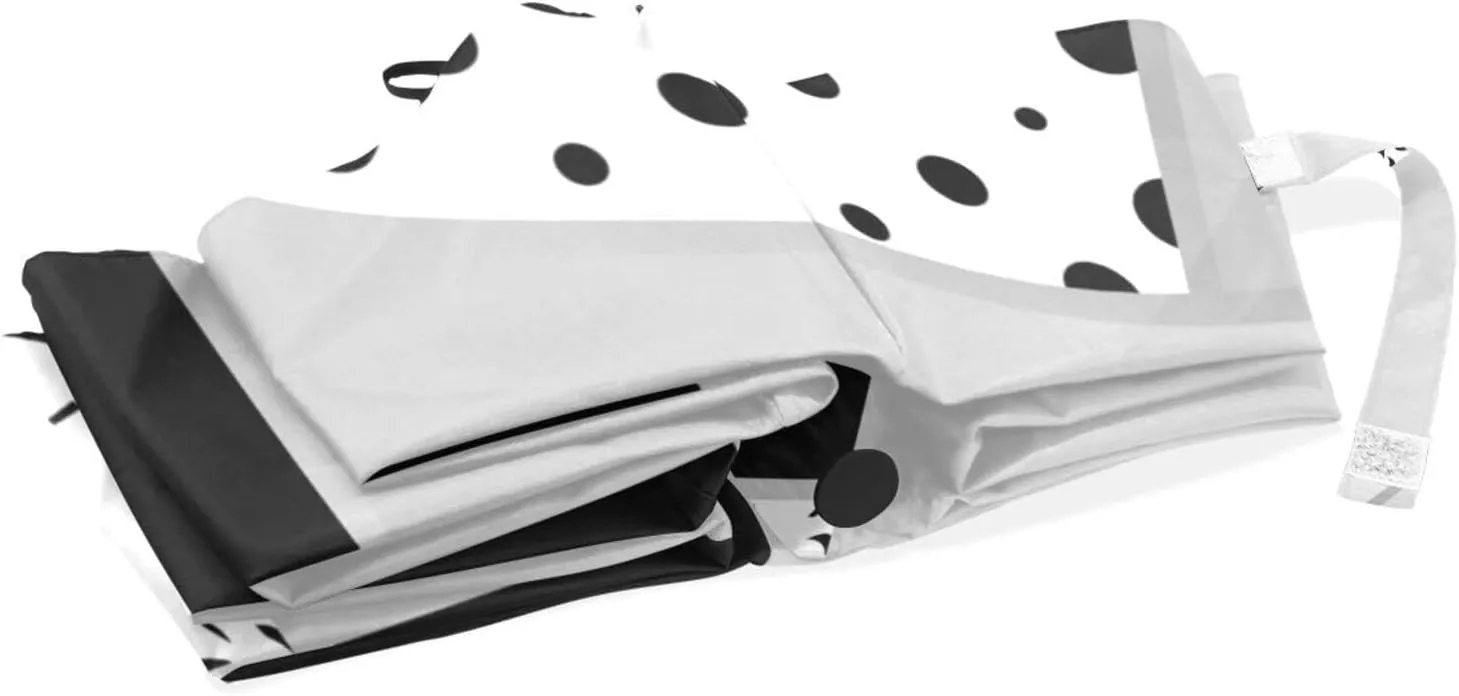 Poeticcity Travel Umbrella, Hand Open Close Windproof Waterproof Folding Umbrella, Black Tape Compact Canopy Strong Anti UV Ray Parasol