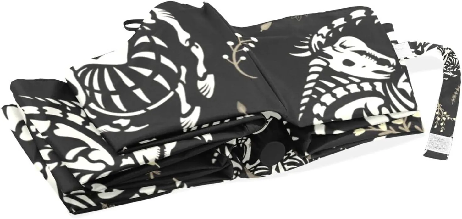 Poeticcity Travel Umbrella, Hand Open Close Windproof Waterproof Folding Umbrella, Black Tape Compact Canopy Strong Anti UV Ray Parasol