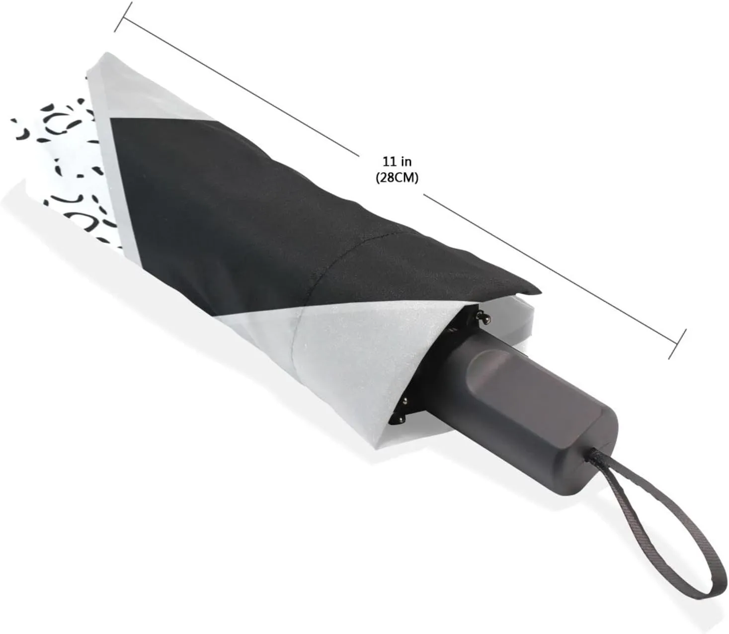 Poeticcity Travel Umbrella, Hand Open Close Windproof Waterproof Folding Umbrella, Black Tape Compact Canopy Strong Anti UV Ray Parasol