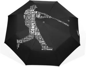 Poeticcity Travel Umbrella, Hand Open Close Windproof Waterproof Folding Umbrella, Black Tape Compact Canopy Strong Anti UV Ray Parasol