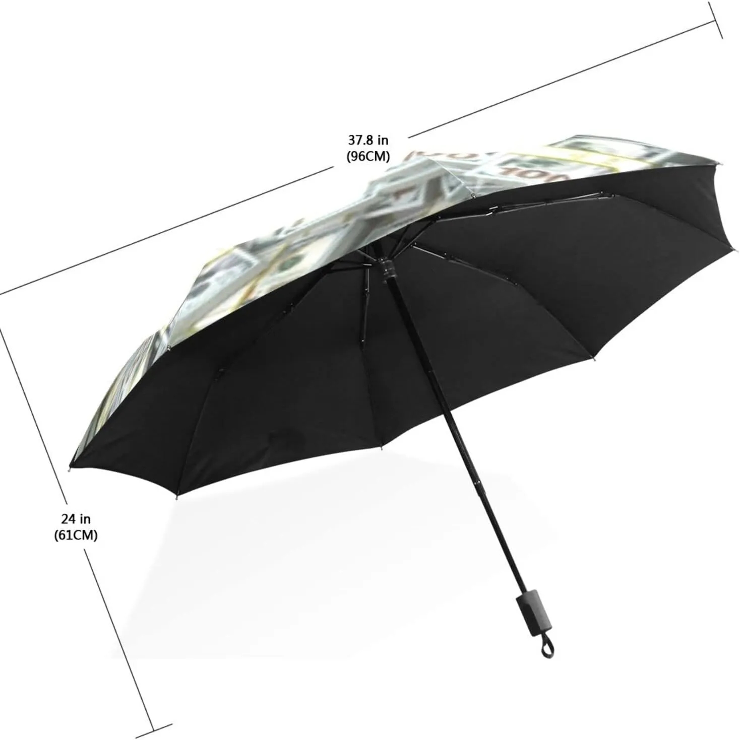 Poeticcity Travel Umbrella, Hand Open Close Windproof Waterproof Folding Umbrella, Black Tape Compact Canopy Strong Anti UV Ray Parasol