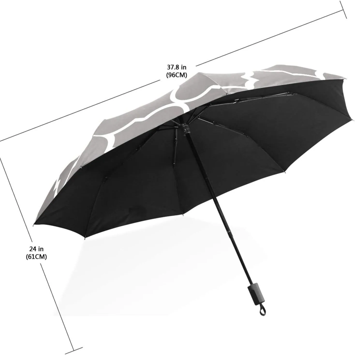Poeticcity Travel Umbrella, Hand Open Close Windproof Waterproof Folding Umbrella, Black Tape Compact Canopy Strong Anti UV Ray Parasol