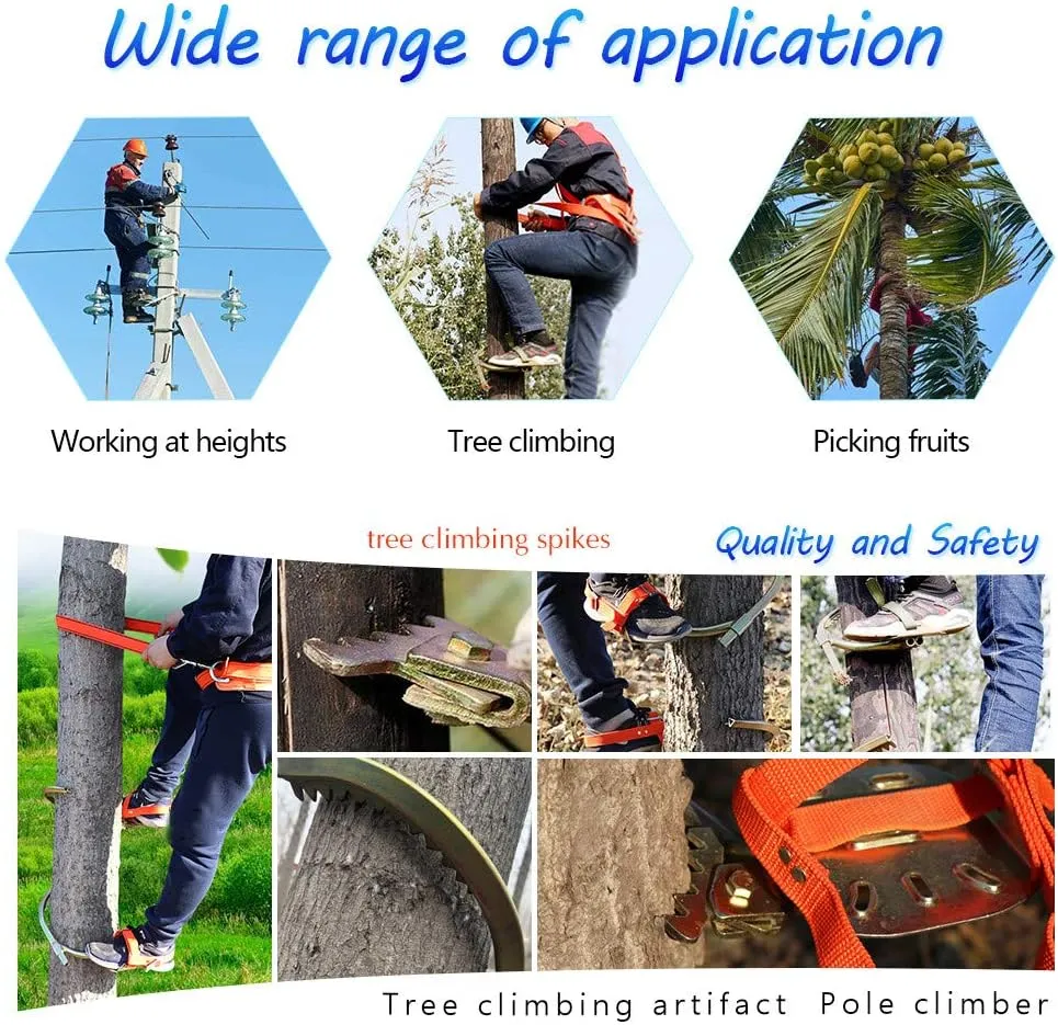 Pole Climbing Spikes, Tree Climbing Gear with Safe Belt, Adjustable Tree Climbing Spikes for Climbing Hunting Observation Picking Fruit,350model