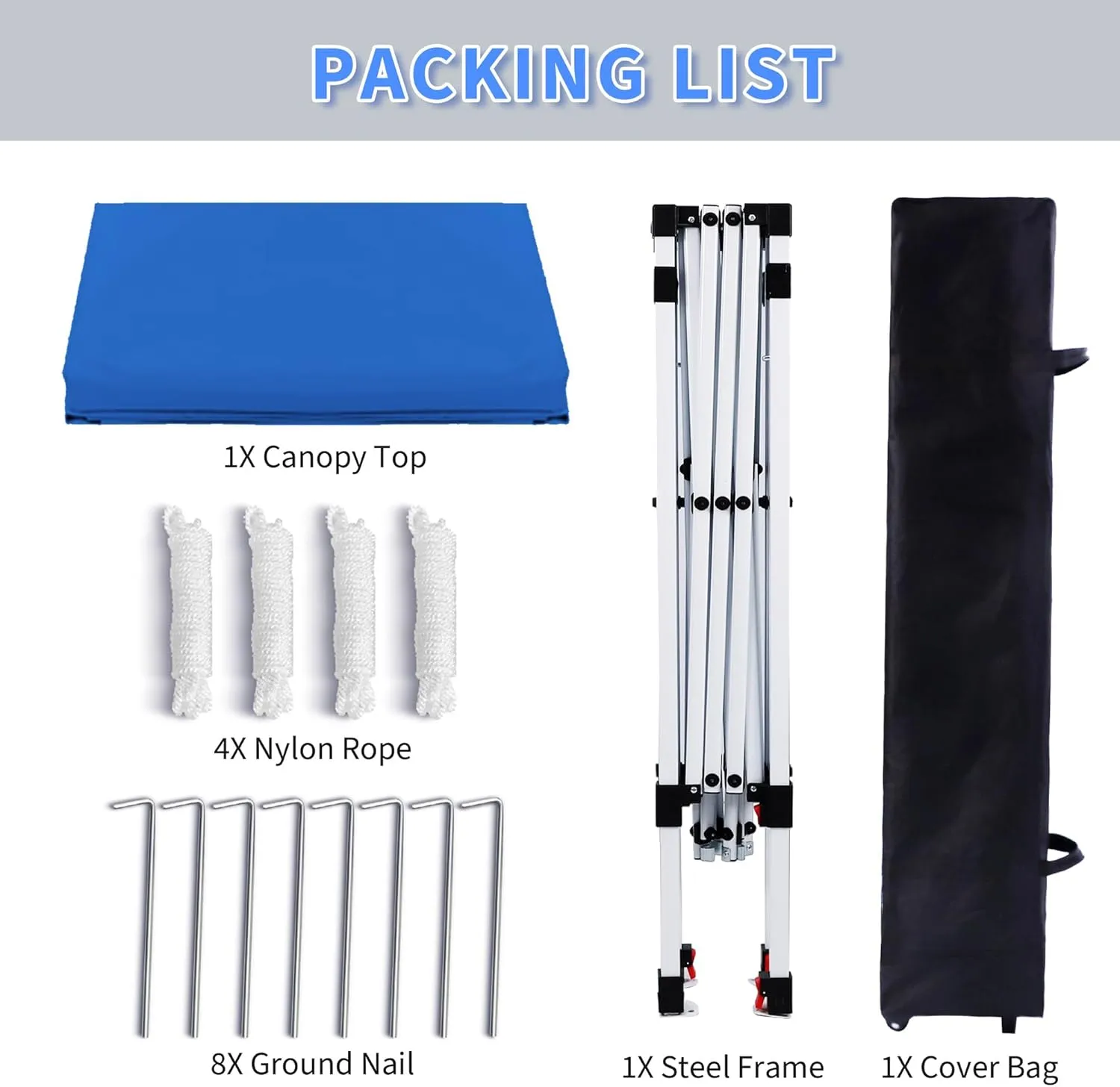 Pop Up Canopy 8X8 FT,Portable Sun Instant Shelter w/Backpack Bag,Waterproof,Adjustable Straight Leg Heights Canopies,Outdoor Tents for Parties,Camping,Commercial Event,Blue
