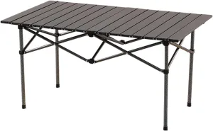 Portable Aluminum Folding Camping Table, Roll-up Foldable Beach Table Ideal for Outdoor Picnic, Beach, BBQ, Backyard, and Travel - Medium Size 46.5” x 26.8” x 21.7”, Black